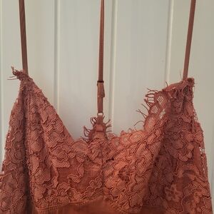 Free People Lace Trimmed Spaghetti Strap Bodysuit